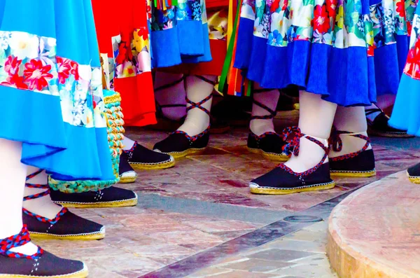 Zapatos Coloridos Tradicionales Para Disfraces Populares España Zapatos Baile Alpargatas — Foto de Stock