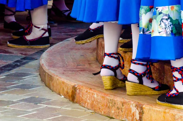 Sapatos Coloridos Tradicionais Para Trajes Populares Espanha Sapatos Dança Alparcatas — Fotografia de Stock
