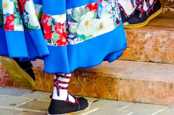 Sapatos Coloridos Tradicionais Para Trajes Populares Espanha Sapatos Dança Alparcatas — Fotografia de Stock