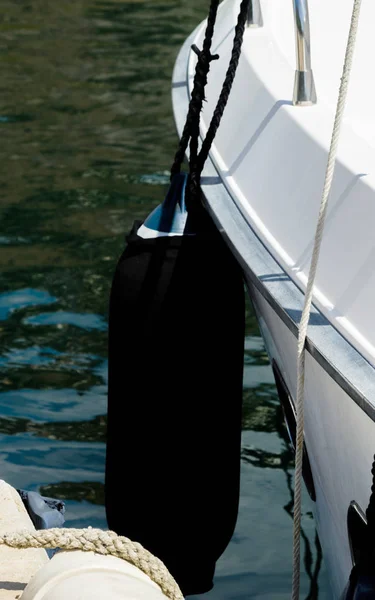 buoy hanging outside the hull of the boat, boat equipment, safety at sea