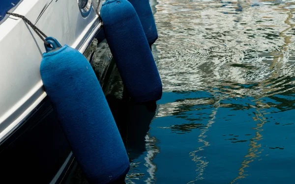 buoy hanging outside the hull of the boat, boat equipment, safety at sea