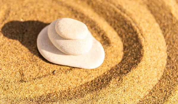 Zen Meditation Stone Sand Concept Purity Harmony Spirituality Spa Wellness — Stock Photo, Image