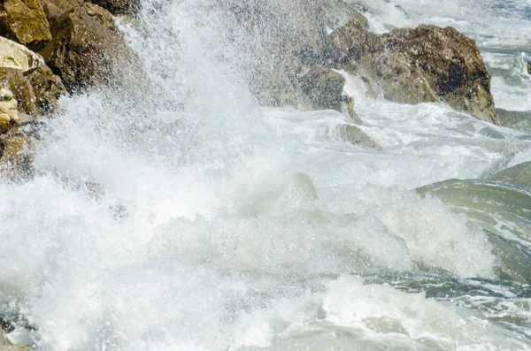 Mer Incroyable Avec Vague Bleue Été Rochers Vue Relaxante Sur — Photo