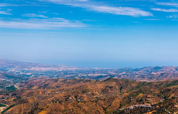 Hermosa Vista Las Montañas Región Andalucía Casas Tierras Cultivo Las — Foto de Stock