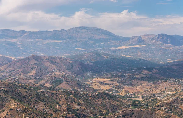 Hermosa Vista Las Montañas Región Andalucía Casas Tierras Cultivo Las — Foto de Stock