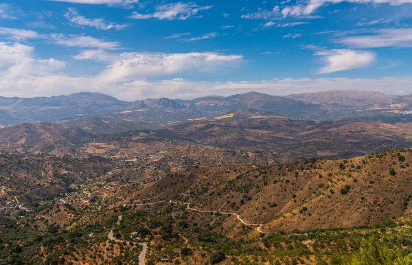 Hermosa Vista Las Montañas Región Andalucía Casas Tierras Cultivo Las — Foto de Stock