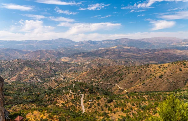 Hermosa Vista Las Montañas Región Andalucía Casas Tierras Cultivo Las — Foto de Stock