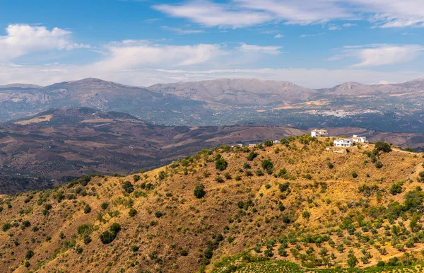 Hermosa Vista Las Montañas Región Andalucía Casas Tierras Cultivo Las — Foto de Stock