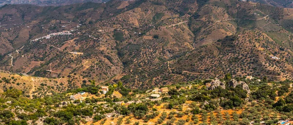 Hermosa Vista Las Montañas Región Andalucía Casas Tierras Cultivo Las — Foto de Stock