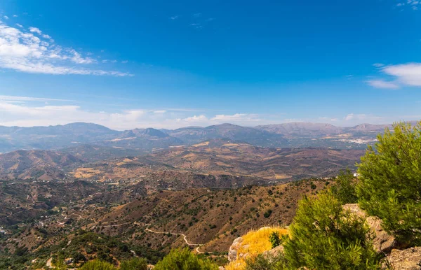 Hermosa Vista Las Montañas Región Andalucía Casas Tierras Cultivo Las — Foto de Stock