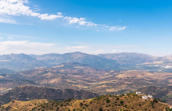 Hermosa Vista Las Montañas Región Andalucía Casas Tierras Cultivo Las — Foto de Stock