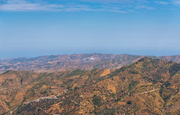 Hermosa Vista Las Montañas Región Andalucía Casas Tierras Cultivo Las — Foto de Stock