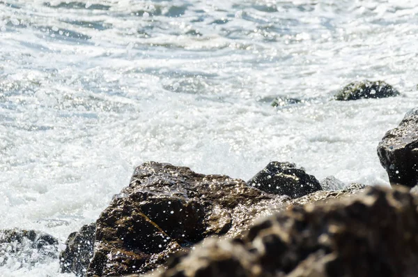 Mer Incroyable Avec Vague Bleue Été Rochers Vue Relaxante Sur — Photo