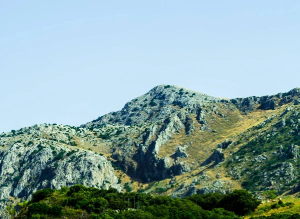 Dağ Doruklarına Endülüs Bölgesi Tipik Dağ Manzarası Vahşi Doğa — Stok fotoğraf