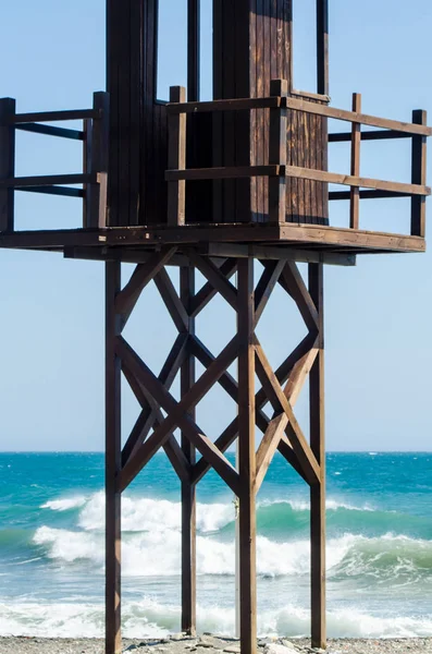 Rescue Hut Sandy Beach Safe Relax Ocean Beautiful Sunny Day — Stock Photo, Image