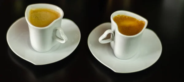 Café Preto Uma Xícara Cerâmica Bar Bebida Energética Lugar Público — Fotografia de Stock