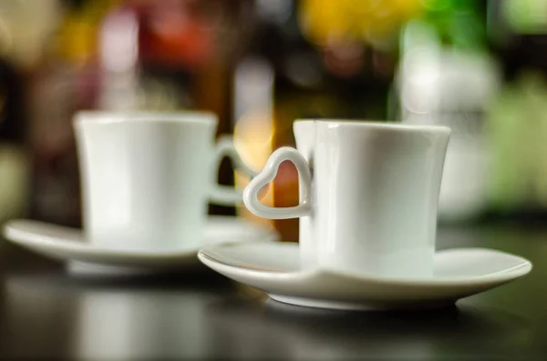 Café Negro Una Taza Cerámica Bar Bebida Energética Lugar Público — Foto de Stock