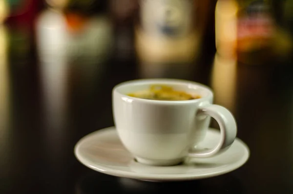 Schwarzer Kaffee Einer Keramiktasse Der Bar Energy Drink Einem Öffentlichen — Stockfoto