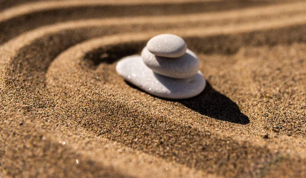 Pedra Meditação Zen Areia Conceito Para Harmonia Pureza Espiritualidade Spa — Fotografia de Stock