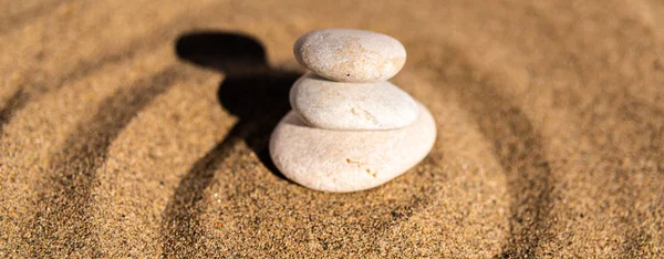 Pedra Meditação Zen Areia Conceito Para Harmonia Pureza Espiritualidade Spa — Fotografia de Stock