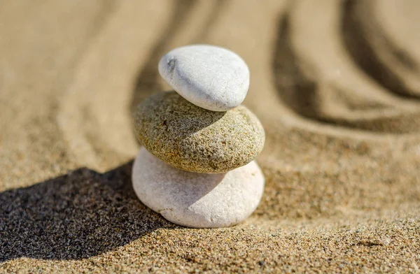 Pedra Meditação Zen Areia Conceito Para Harmonia Pureza Espiritualidade Spa — Fotografia de Stock