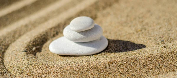 Pedra Meditação Zen Areia Conceito Para Harmonia Pureza Espiritualidade Spa — Fotografia de Stock