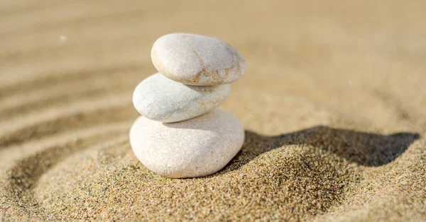 Pedra Meditação Zen Areia Conceito Para Harmonia Pureza Espiritualidade Spa — Fotografia de Stock