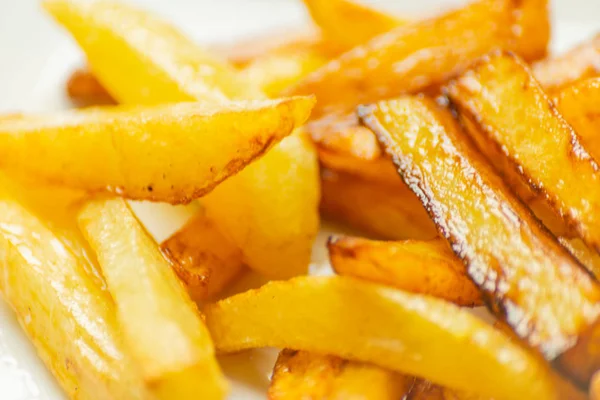 Primer Plano Papas Fritas Oro Preparadas Partir Papas Frescas Comida — Foto de Stock