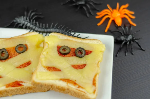 Funny Sandwiches Mummy Halloween Party Creative Serving Food Scary — Stock Photo, Image