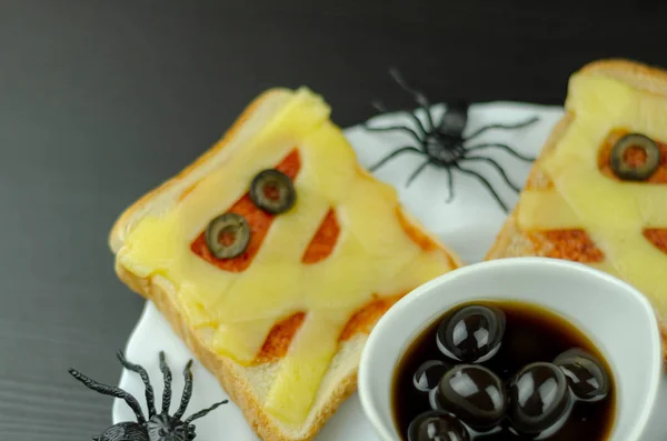 Sándwiches Divertidos Con Momia Para Una Fiesta Halloween Porción Creativa — Foto de Stock