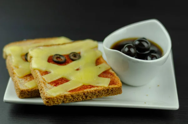 Sándwiches Divertidos Con Momia Para Una Fiesta Halloween Porción Creativa —  Fotos de Stock