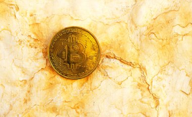 Kripto Döviz altın Bitcoin, Btc, eski boya arka, bitcoin incelemesi kavramı makro çekim Bitcoin paralar