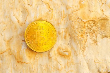 Kripto Döviz altın Bitcoin, Btc, eski boya arka, bitcoin incelemesi kavramı makro çekim Bitcoin paralar