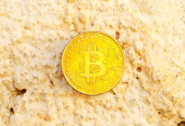 Kripto Döviz altın Bitcoin, Btc, eski boya arka, bitcoin incelemesi kavramı makro çekim Bitcoin paralar