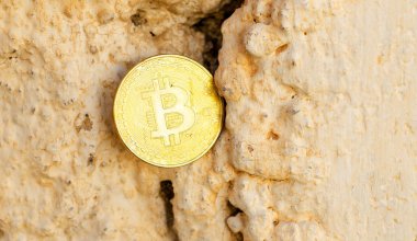 Kripto Döviz altın Bitcoin, Btc, eski boya arka, bitcoin incelemesi kavramı makro çekim Bitcoin paralar