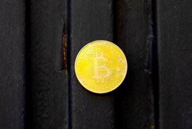 Kripto Döviz altın Bitcoin, Btc, makro çekim Bitcoin metal arka planda, bitcoin incelemesi kavramı paralar.