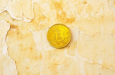 Kripto Döviz altın Bitcoin, Btc, eski boya arka, bitcoin incelemesi kavramı makro çekim Bitcoin paralar