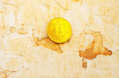 Kripto Döviz altın Bitcoin, Btc, eski boya arka, bitcoin incelemesi kavramı makro çekim Bitcoin paralar