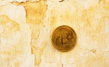 Kripto Döviz altın Bitcoin, Btc, eski boya arka, bitcoin incelemesi kavramı makro çekim Bitcoin paralar
