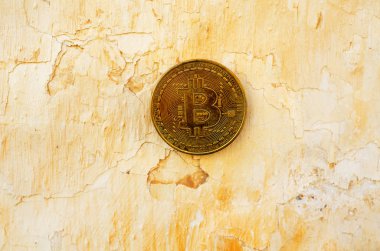 Kripto Döviz altın Bitcoin, Btc, eski boya arka, bitcoin incelemesi kavramı makro çekim Bitcoin paralar