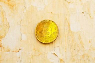 Kripto Döviz altın Bitcoin, Btc, eski boya arka, bitcoin incelemesi kavramı makro çekim Bitcoin paralar