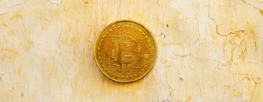 Kripto Döviz altın Bitcoin, Btc, eski boya arka, bitcoin incelemesi kavramı makro çekim Bitcoin paralar