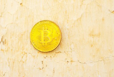 Kripto Döviz altın Bitcoin, Btc, eski boya arka, bitcoin incelemesi kavramı makro çekim Bitcoin paralar