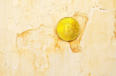 Kripto Döviz altın Bitcoin, Btc, eski boya arka, bitcoin incelemesi kavramı makro çekim Bitcoin paralar