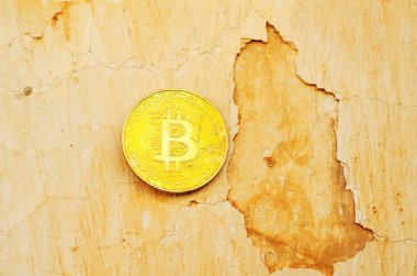 Kripto Döviz altın Bitcoin, Btc, eski boya arka, bitcoin incelemesi kavramı makro çekim Bitcoin paralar