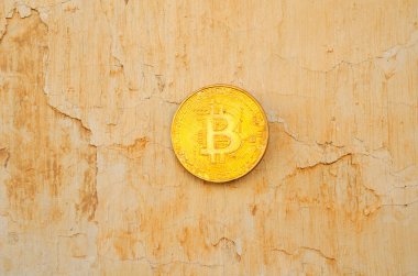 Kripto Döviz altın Bitcoin, Btc, eski boya arka, bitcoin incelemesi kavramı makro çekim Bitcoin paralar