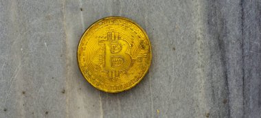 Kripto Döviz altın Bitcoin, Btc, Bitcoin makro çekim kaya arka planda, bitcoin incelemesi kavramı paralar.