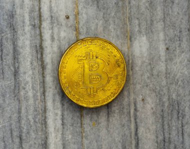 Kripto Döviz altın Bitcoin, Btc, Bitcoin makro çekim kaya arka planda, bitcoin incelemesi kavramı paralar.