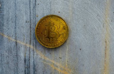 Kripto Döviz altın Bitcoin, Btc, Bitcoin makro çekim kaya arka planda, bitcoin incelemesi kavramı paralar.