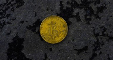 Kripto Döviz altın Bitcoin, Btc, eski boya arka, bitcoin incelemesi kavramı makro çekim Bitcoin paralar